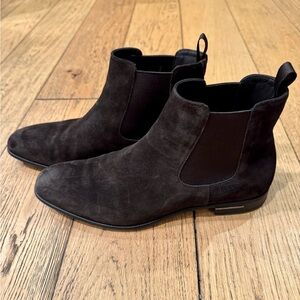 Prada Men's Dark Brown Suede Chelsea Boots